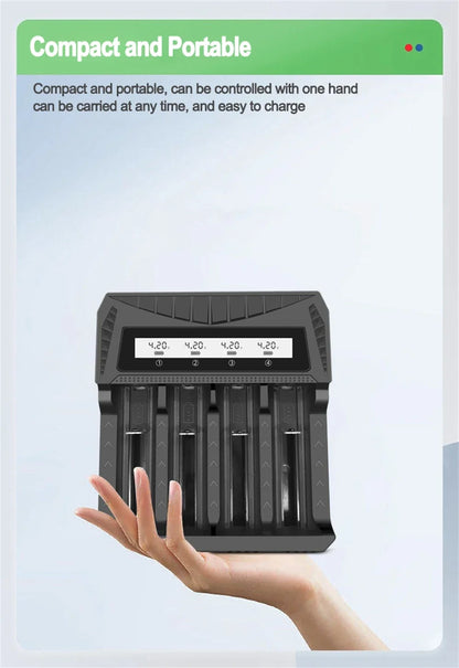 Intelligent LCD Battery USB Charger - 1/2/4 Slots for 18650 4.2V Li-ion & 1.2V Ni-MH AA/AAA Rechargeable Batteries