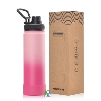 WATERSY 650ml Double Wall Thermal Bottle Stainless Steel Insulated Bottle with Handle Sports Water Bottle Vacuum Flask Keep Cold