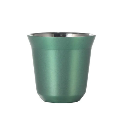 80ml New Simple Flat Bottom Cup Stainless Steel Double-layer Inner Tank Capsule Coffee Cup High-grade Solid Color Water Cup