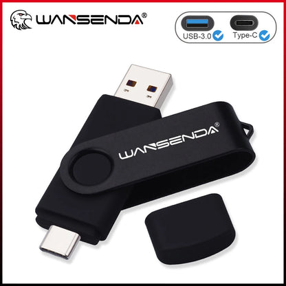 WANSENDA TYPE C USB 3.0 Pendrive Metalowy Pen Drive 512GB 256GB 128GB 64GB 32GB 16GB Pamięć USB 2 W 1 Szybkie Pendrive'y