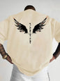 Minimalist men's summer new wing letter print soft and breathable round neck T-shirt outdoor street fashion top