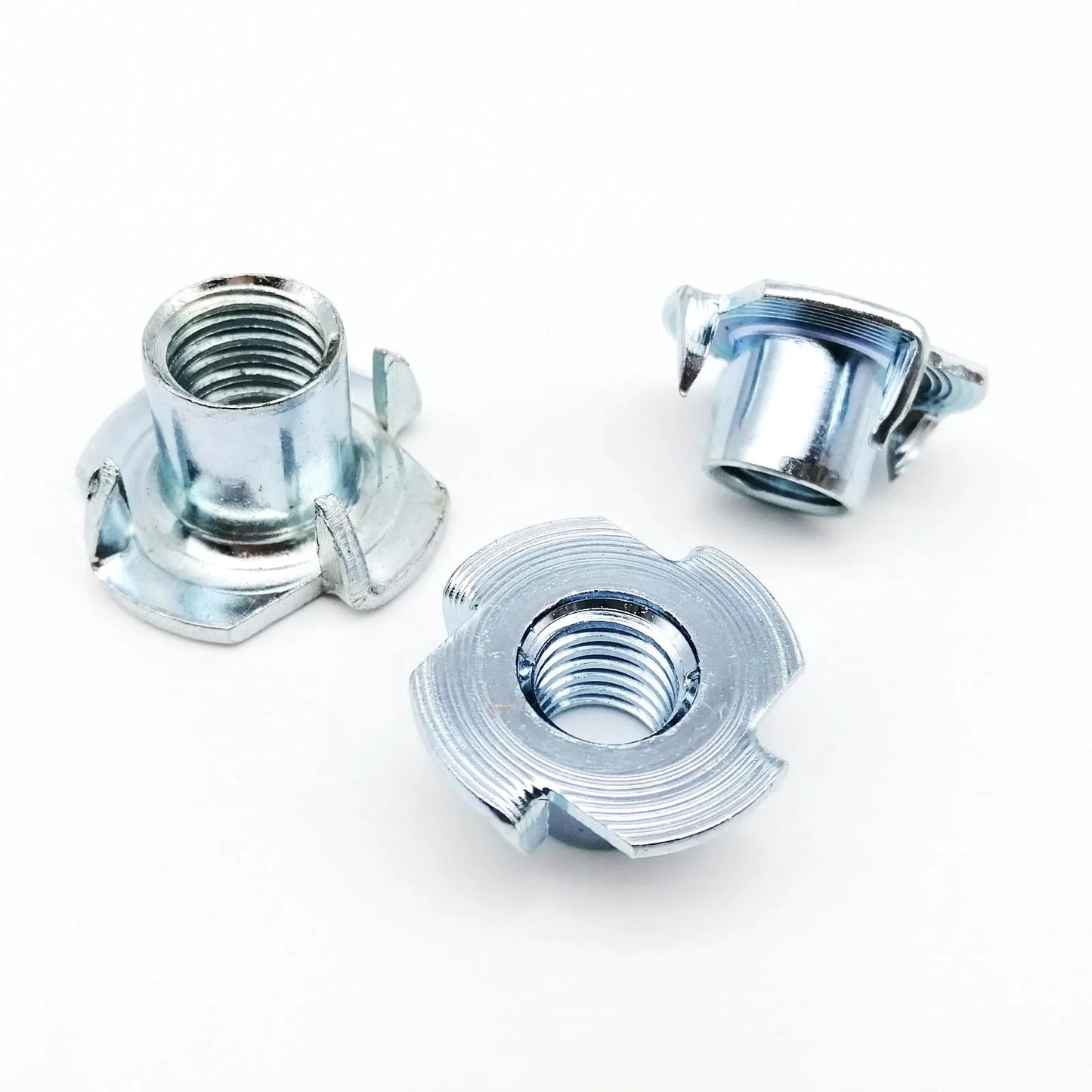 2/10/20pc M4 M5 M6 M8 M10 M12 Thickened Steel Four Claws Speaker Nut Blind Pronged Insert T-Nut for Wood Furniture Length=8-17mm