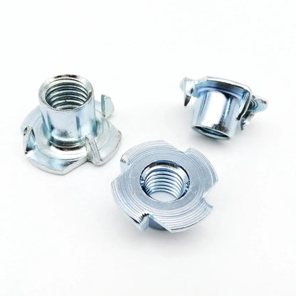 2/10/20pc M4 M5 M6 M8 M10 M12 Thickened Steel Four Claws Speaker Nut Blind Pronged Insert T-Nut for Wood Furniture Length=8-17mm