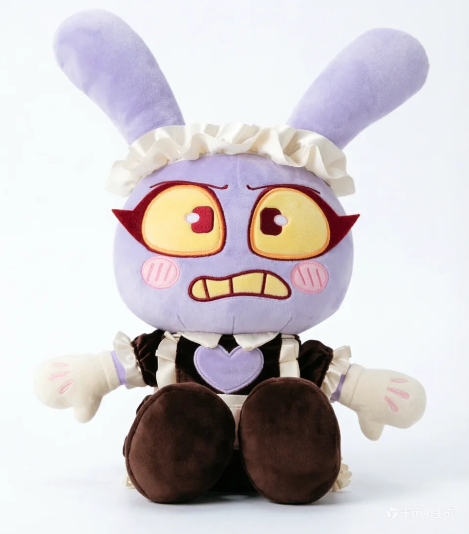 25cm Jax Plush Doll Maid Set Plush Rabbit Soft Toy Children's Birthday Gift Home Bedroom Decoration Purple Rabbit Companion