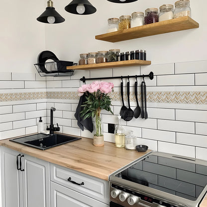 10x200cm Baseboard Sticker Moroccan Mosaic Tile Style Wall Border Sticker DIY Kitchen Bathroom Decoration Waistline Wall Sticker