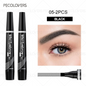 6 Colors 1pc Eyebrow Pen Waterproof 4 Split Tip Eyebrows Pen Eyebrow Tattoo Pen Waterproof Liquid Black Eyebrow Makeup Pencil