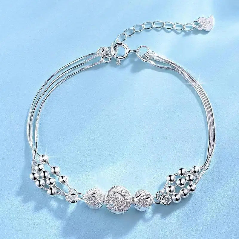 925 Sterling Silver Ball Necklace Bracelet Set for Woman Luxury Original Multi Layer Beads Jewelry Set Party Exquisite Jewelry