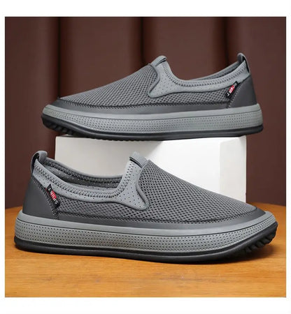 Mens Slip-On Breathable Mesh Casual Shoes Lightweight Soft Sole Versatile Loafers Walking Driving Summer Work Trendy Flat Shoes
