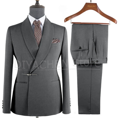 Elegant 2-Piece Men's Suit Slim Fit  Blazer And Pants Set for Wedding Groom Tuxedo Business Party