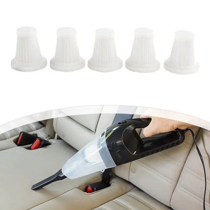 5pcs Car Vacuum Cleaner Filter Wireless Handheld Dust Collector Washable  Air Filter Cartridge Repeatable Applicability Interior