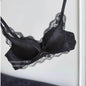 French Style Lace Satin Splice Bra Set Women Small Chest Gathered Lift Up Comfortable Soft Daily Underwear Lingerie Suit 32-38AB