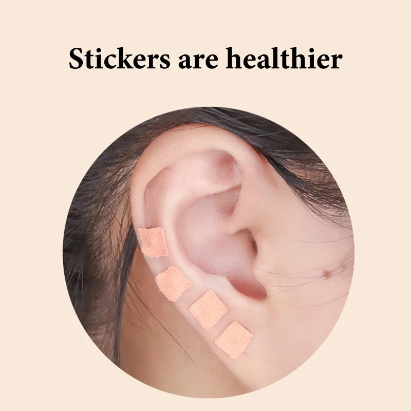 600 Patches Ear Care Red Bianstone Ear Acupuncture Massage Therapy Needle Patch Seeds Sticker Auricular Auriculotherapy Kit