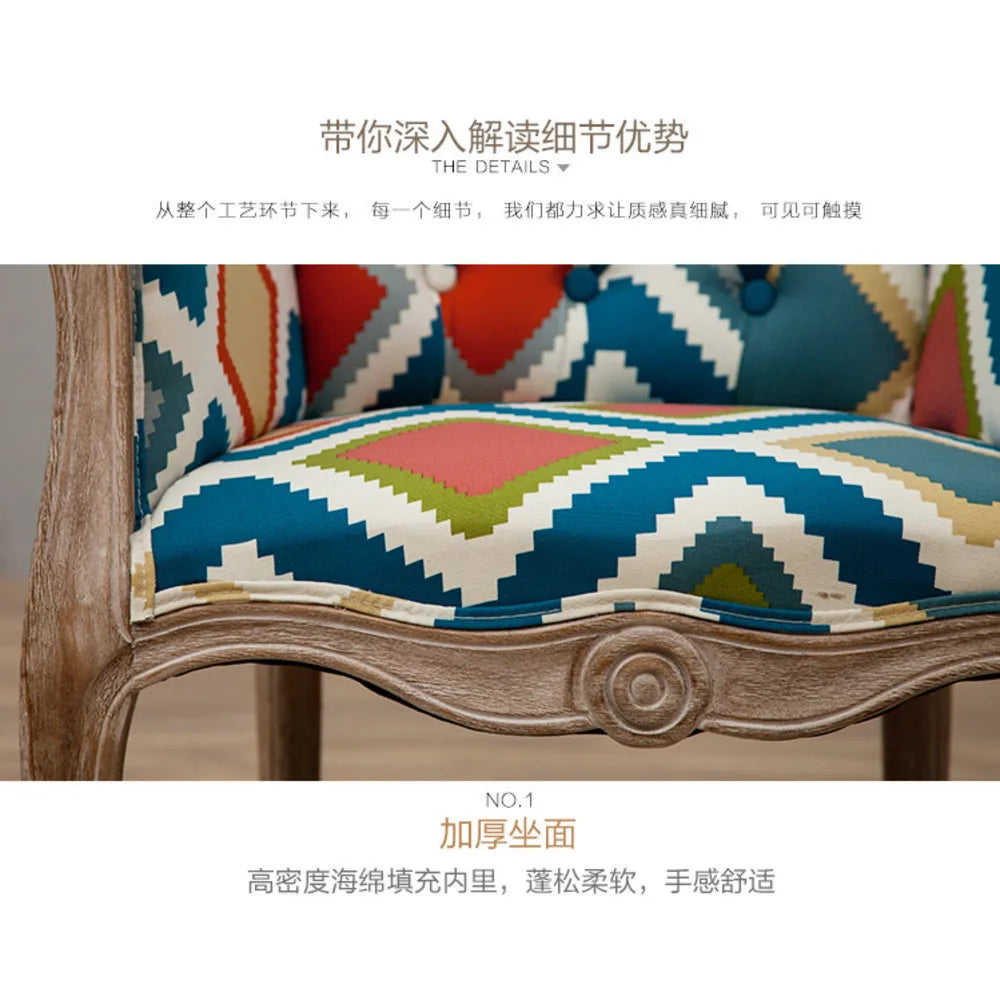 Leisure Sofa Chair, Solid Wood Antique Dining Chair, European Hotel Dining Chair, Living Room Leisure Sofa,Support Customization