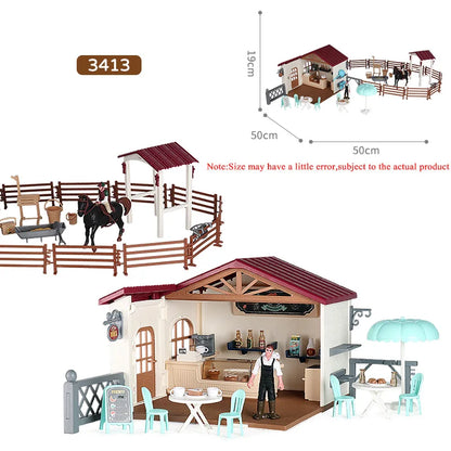 Oenux Farm Horse Race Model Action Figures DIY Equestrianism Horseman Animals Figurine Cute Education Collection Kids Toy Gift