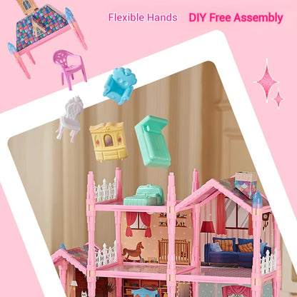 Girls Villa Castle Model Building Block Sets  DIY Bricks Toys  Doll house Villa Children Pretend Play Toys for Girls Gift