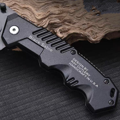 This multi-functional all-in-one folding knife is a portable tool for outdoor camping, hiking, survival, and household peeling