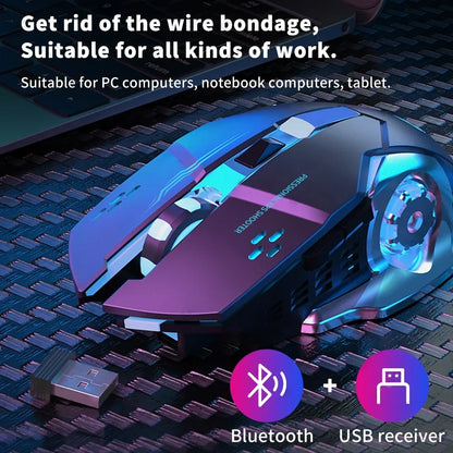 Rechargeable Wireless Bluetooth and 2.4G USB Gaming Mouse Silent Backlight E-Sports Mouse for Laptop Macbook PC Game Office