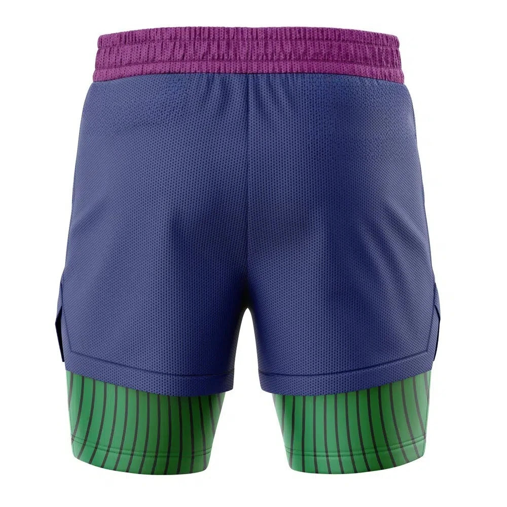 2026 Summer Dragon Ball Z Demon Mark Piccolo 2-in-1 Double Layer Gym Shorts Oversized Men's Fitness Retro Unisex Athletic Shorts