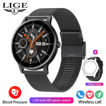 LIGE 2026 Zewnętrzny Smartwatch Męski 2.01" Ekran IP68 Wodoodporne Zegarki Wytrzymały Wojskowy Bluetooth Połączenia Smartwatch dla Androida i iOS