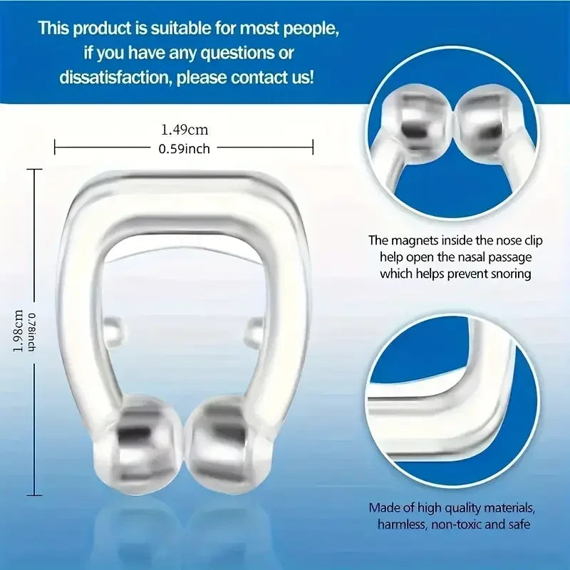 Magnetic Anti Snoring Nose Clip Silicone Snore Stopper Sleep Aid Apnea Corrector Guard with Case for Men Women Vent Blocker Clip