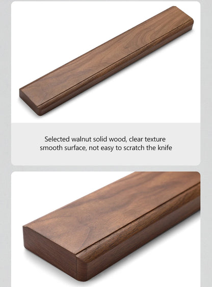 XINZUO 40cm Walnut Solid Wood Magnetic Knife Holder Double Row Strong Magnetic Force No Nails/ Punching Kitchen Accessories