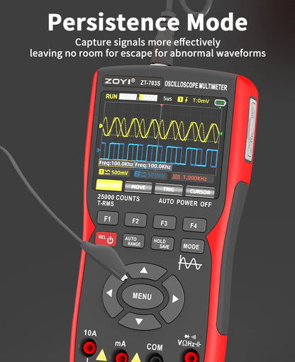 ZOYI 3-in-1 digital multimeter 50MHz bandwidth 280MS rate PC waveform data storage dual oscilloscope signal generator auto repai