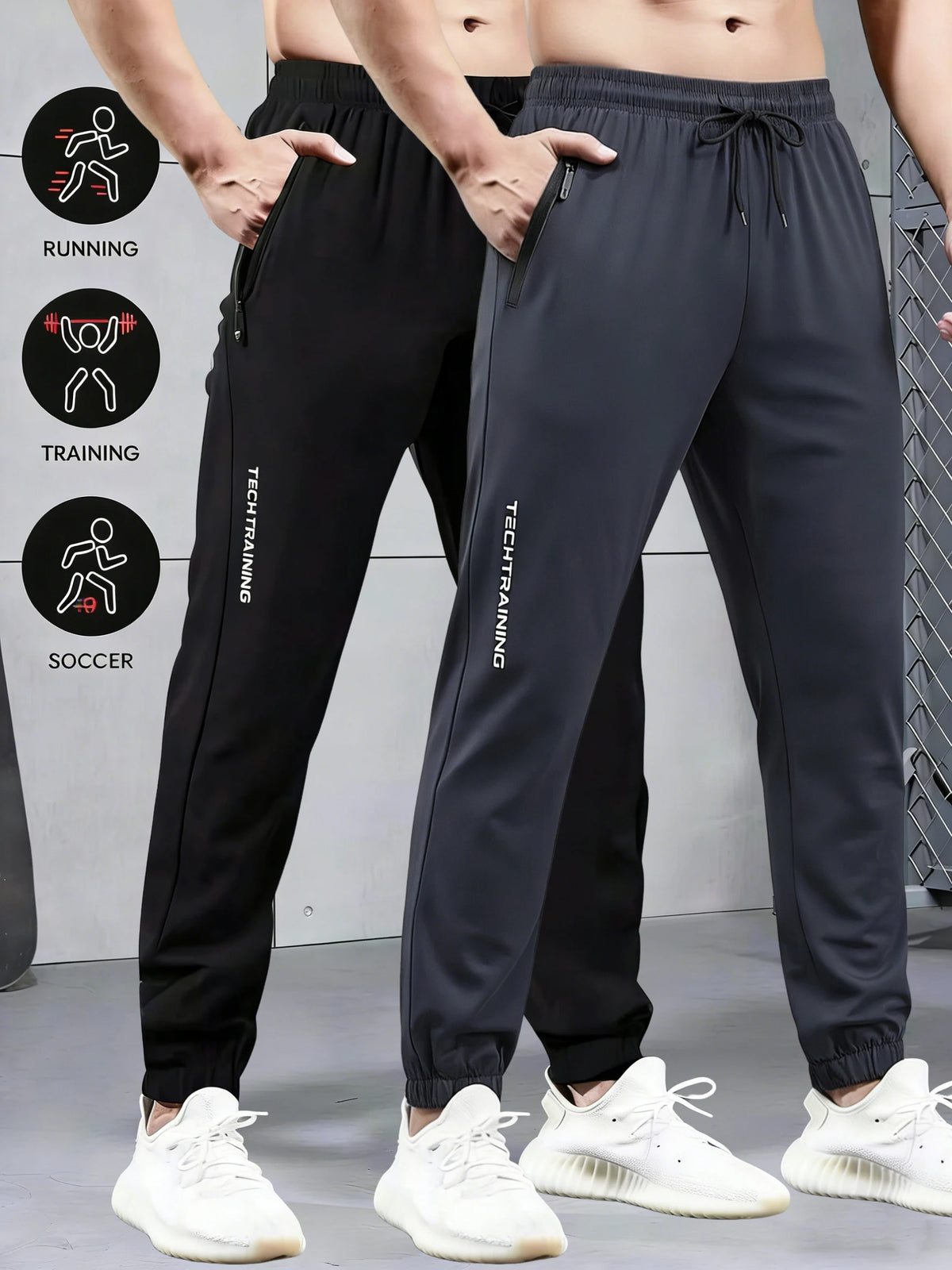 2-Piece Summer Breathable Ultra Thin Men's Stretchy Sweatpants Casual Joggers For Workout Outdoor Wear