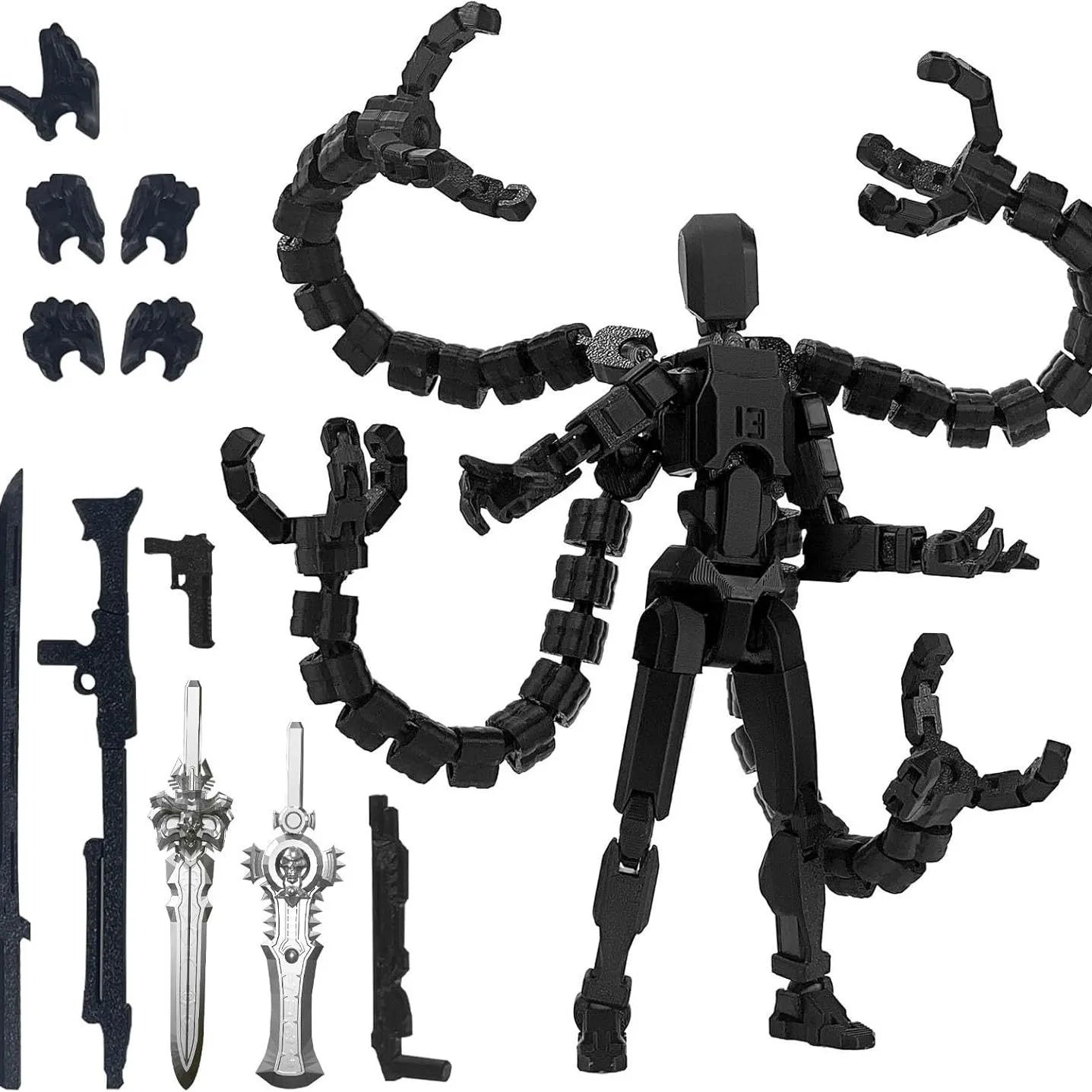 Assembly Completed T13 Action Figure 3D Printed Multi-Jointed Movable Titan 13 Lucky Dummy Nova Robot Action Figure Desktop