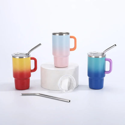 Portable Mini Handle Gradient Color 4oz Car Stainless Steel Insulated Thermos Cold Beverage Camping Outdoor Living Home Goods