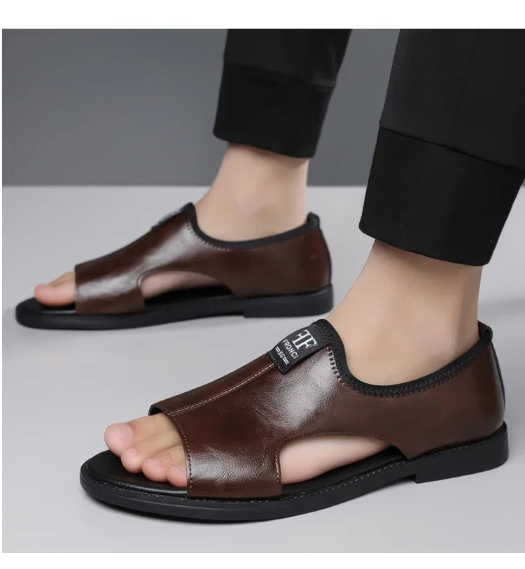 Men's Roman Sandals Summer Comfort Casual Soft Sole Slippers Anti-Slip Breathable Outdoor Slip-On Beach Shoes-HT2025