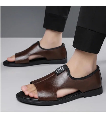 Men's Roman Sandals Summer Comfort Casual Soft Sole Slippers Anti-Slip Breathable Outdoor Slip-On Beach Shoes-HT2025