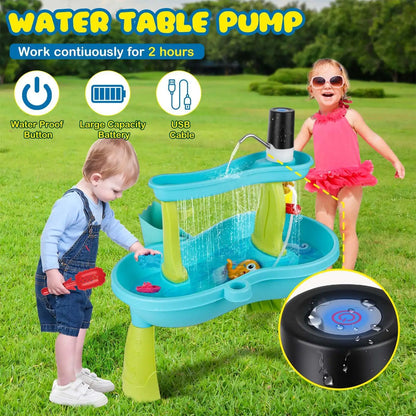 Water Table Pump Portable Water Play Table Pump Battery Powered Cordless Sand Play Accessories Rechargeable Outdoor Toys for
