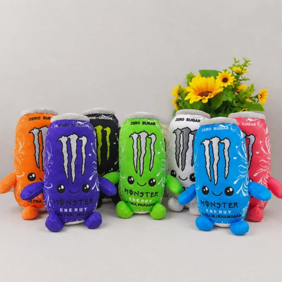 HOT- Monster Plush White Energy Drink Plush Toy Simulation Can Stuffed Doll Cute Soft Figure Decor Gift Friend Home Ornament