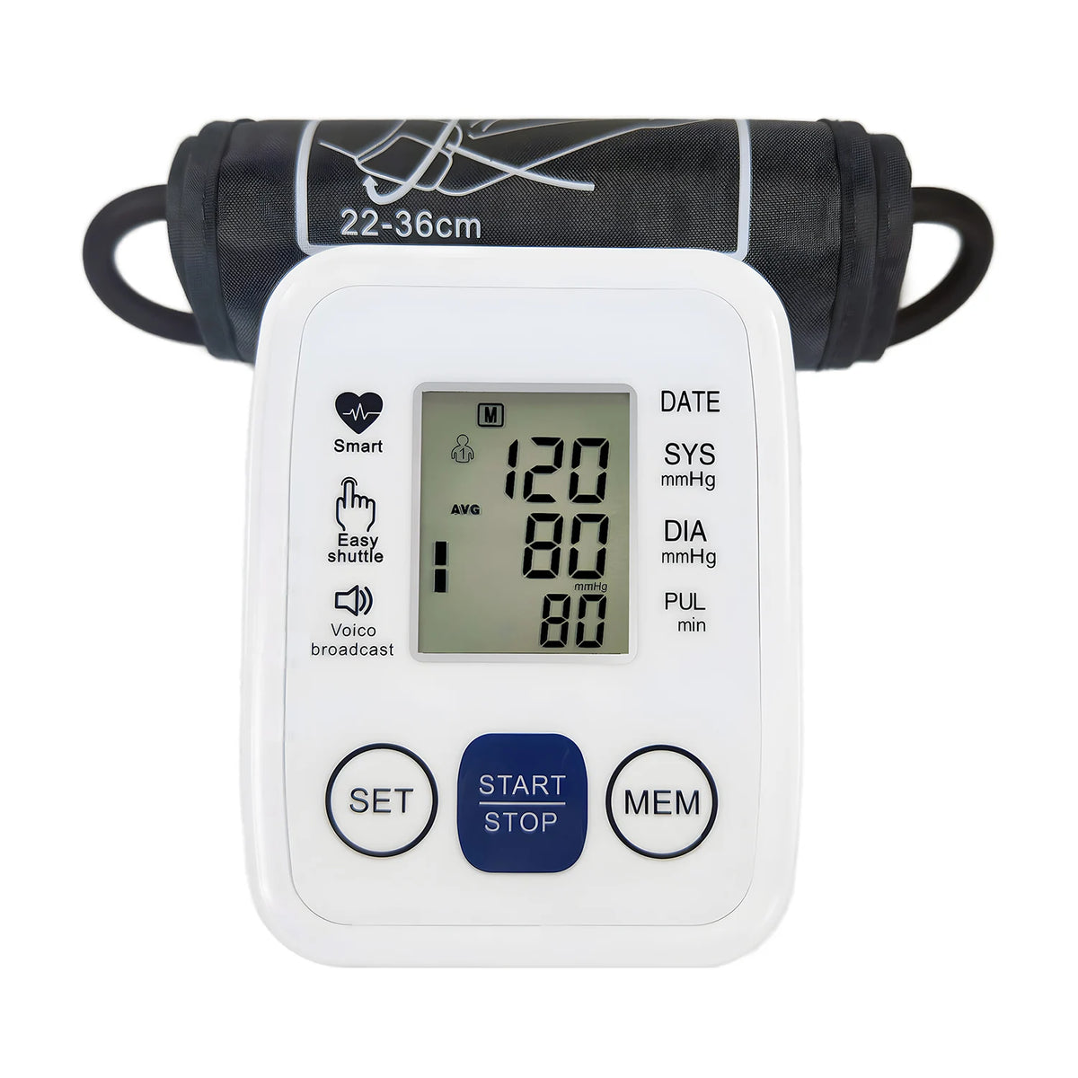 Automatic Upper Arm Blood Pressure Monitor Home Sphygmomanometer Tensiometer Tonometer Heart Rate Pulse Meter Medical BP Monitor