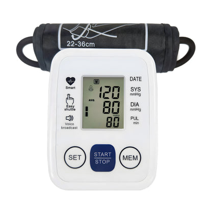 Automatic Upper Arm Blood Pressure Monitor Home Sphygmomanometer Tensiometer Tonometer Heart Rate Pulse Meter Medical BP Monitor