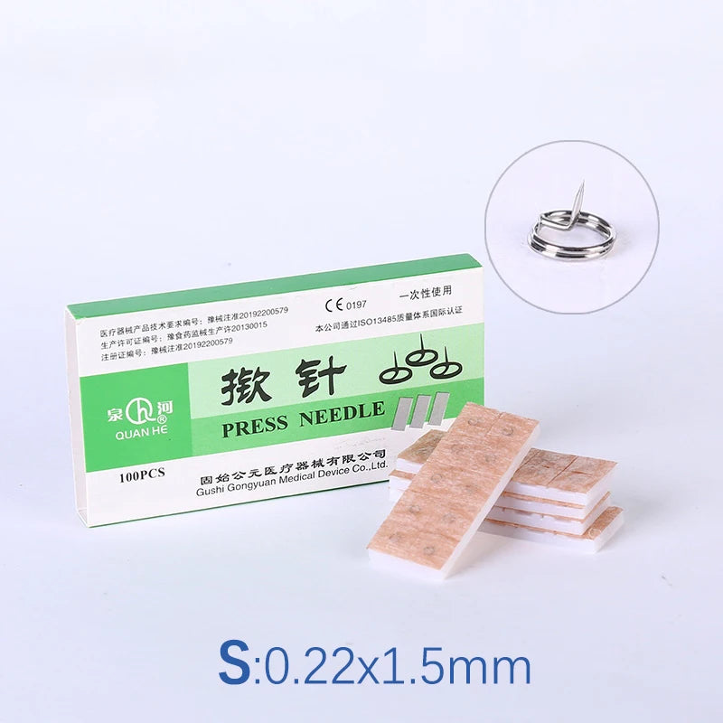 【B】100Pcs/box Multi-Condition Ear Seed Acupressure Kit Press Needle Ear Seeds Acupuncture Vaccaria Plaster Needles