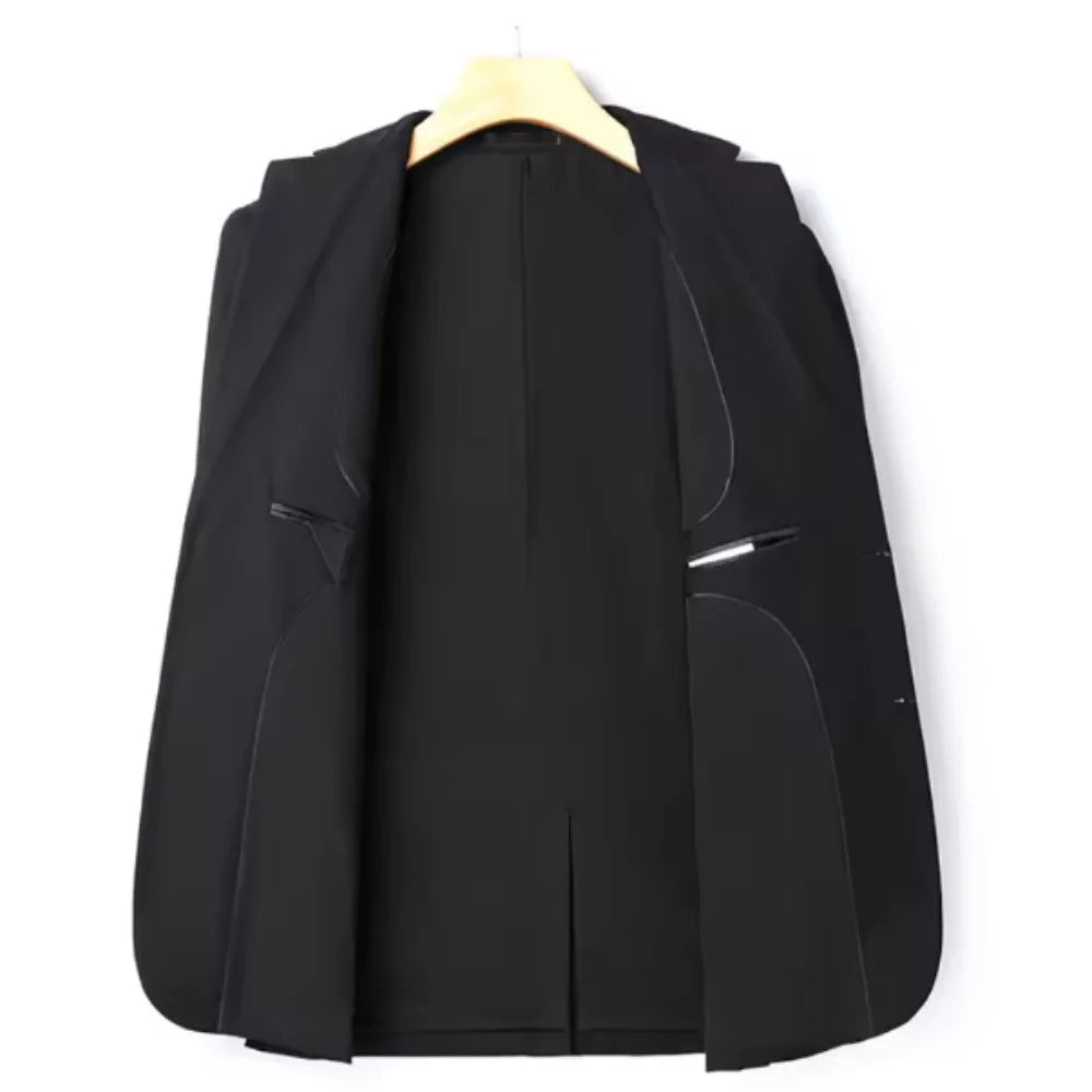 New Mens Blazer Pants Set Italian Style Slim Solid Color Fashion Smart Casual Business Gentleman Suit For Wedding Groom Best Man