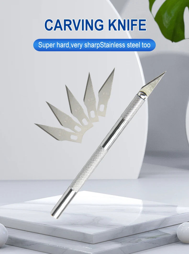 DIY Aluminum Alloy Hand Carving Knife Model Making Art Knife Woodcarving Hand Account Cutting Paper Cutting Tool Accessories