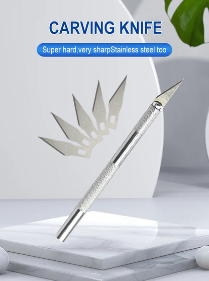 DIY Aluminum Alloy Hand Carving Knife Model Making Art Knife Woodcarving Hand Account Cutting Paper Cutting Tool Accessories