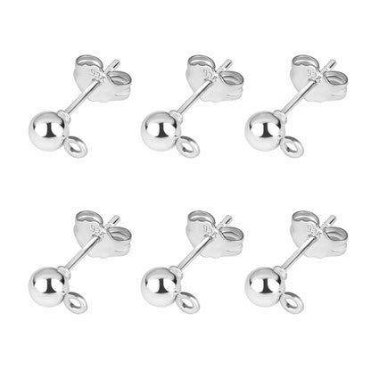 50pcs/Bag 925 Silver Stainless Steel Earring Studs Blank Post Base Pins With Earring Plug Findings Ear Back For Jewelry Making
