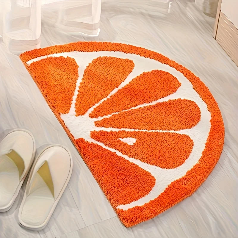 VIKAMA orange semi-circular bathroom floor mat anti slip quick drying bathroom shower room carpet modern bathroom decoration