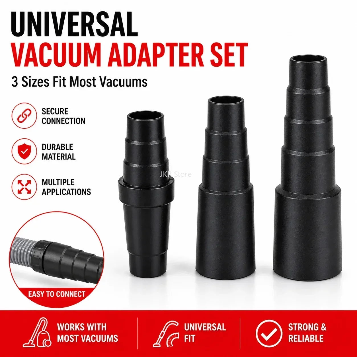 Airtight Universal Vacuum Hose Adapter 50-23mm Efficient Dust Collection Reducer Set for Power Tool Workshop Dust Free