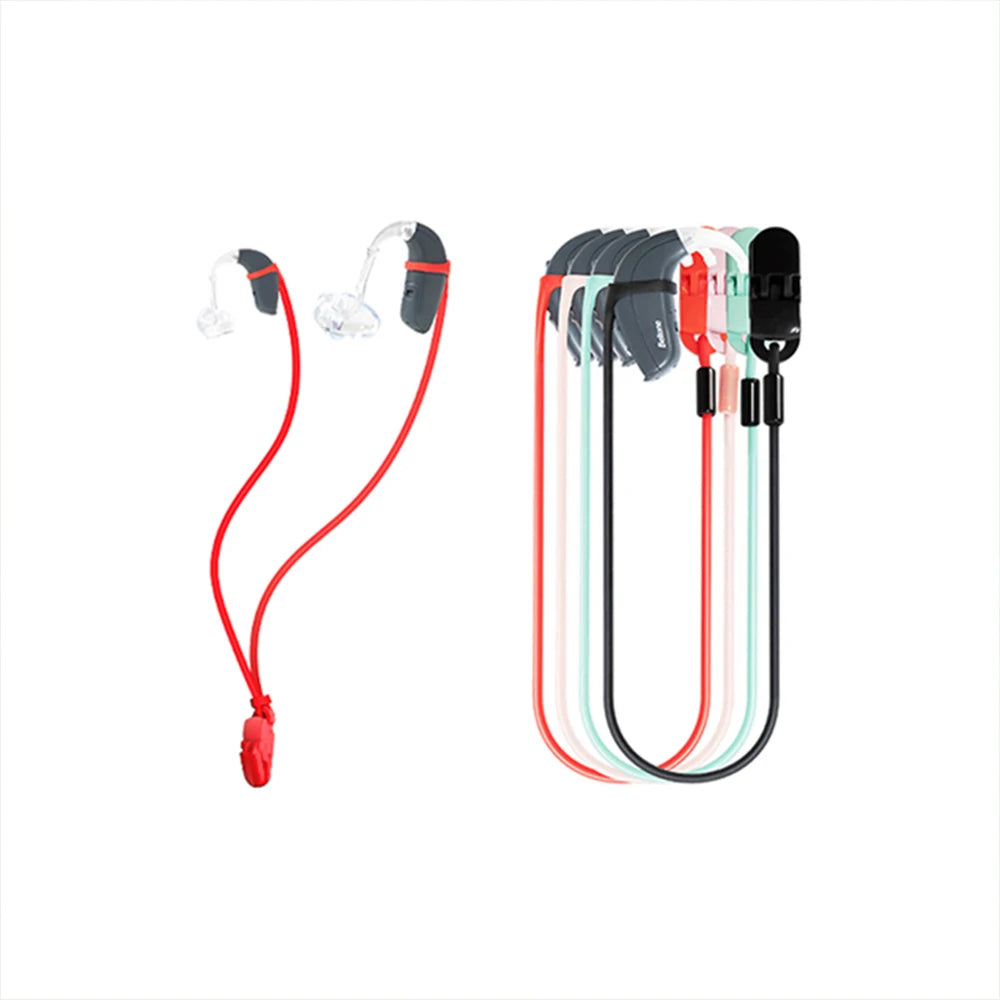 Anti Lost Rope Hearing Aid Adjustable Clips Rope Hearing Aid Clip Holder Hearing Aid Lanyard for Adults with Box 5 Colors