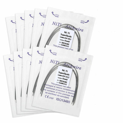 100Pcs/10Packs Dental Orthodontic Ovoid Form Archwires Niti Super Elastic Round Rectangular Wire 012/014/016/018/16X16/16X22