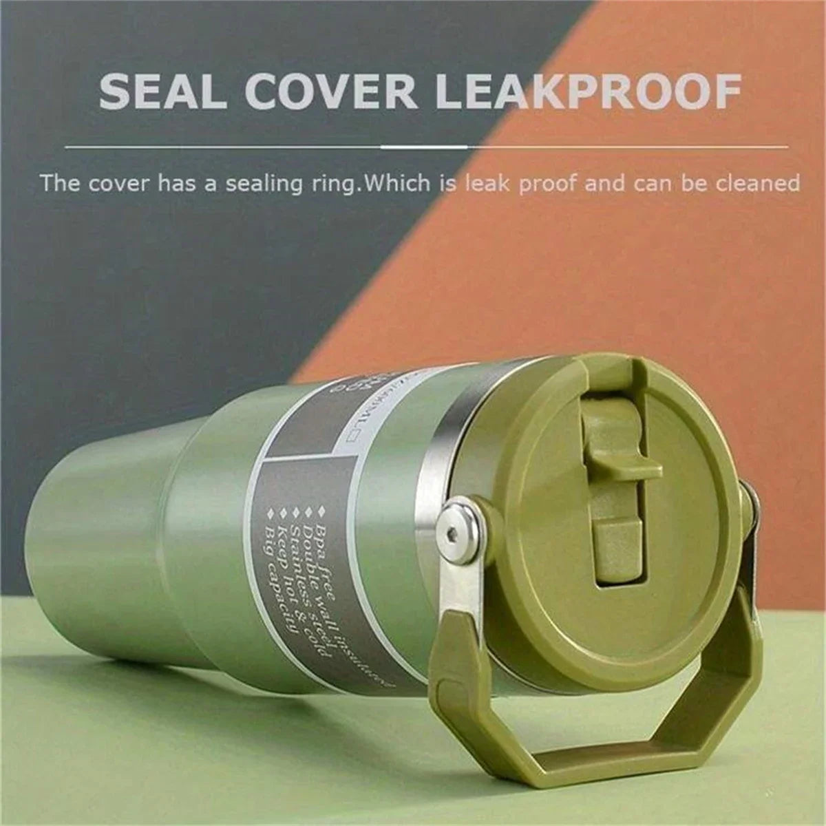 20/30oz Vacuum Insulated Tumbler with Lid: Stainless Steel Portable Cup with Dazzling Tote Handle for Hot & Cold Drinks