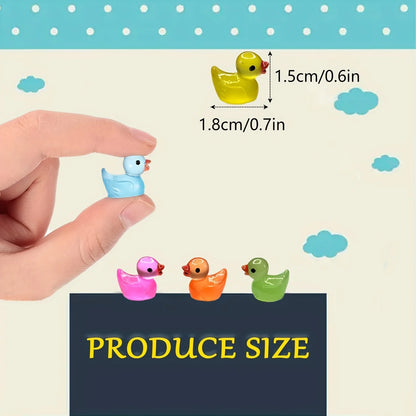 30/60/100PCS Luminous Mini Duck Micro Landscape Access Miniature Figurines Fairy Home Decoration Glow in the Dark Mixed Style