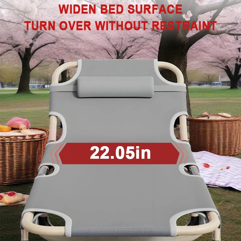Portable Folding Recliner, Beach Camping Terrace Outdoor Chair with Adjustable Pillow, Ideal for Swimming Pool, Backyard, Lawn