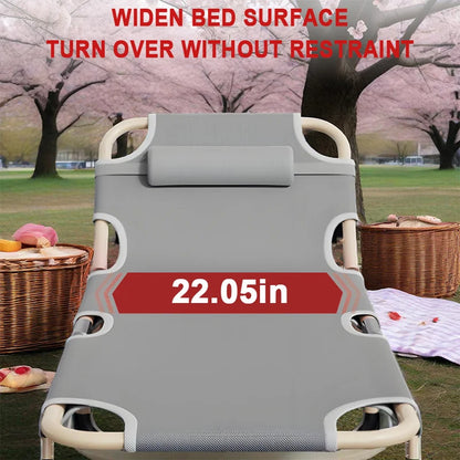 Portable Folding Recliner, Beach Camping Terrace Outdoor Chair with Adjustable Pillow, Ideal for Swimming Pool, Backyard, Lawn