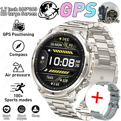 LIGE 2026 Nowy Męski Wojskowy Zegarek Smartwatch GPS Mapa Kompas Pamięć 4GB Bateria 1000mAh Wodoodporność 10ATM Rozmowy Bluetooth HD