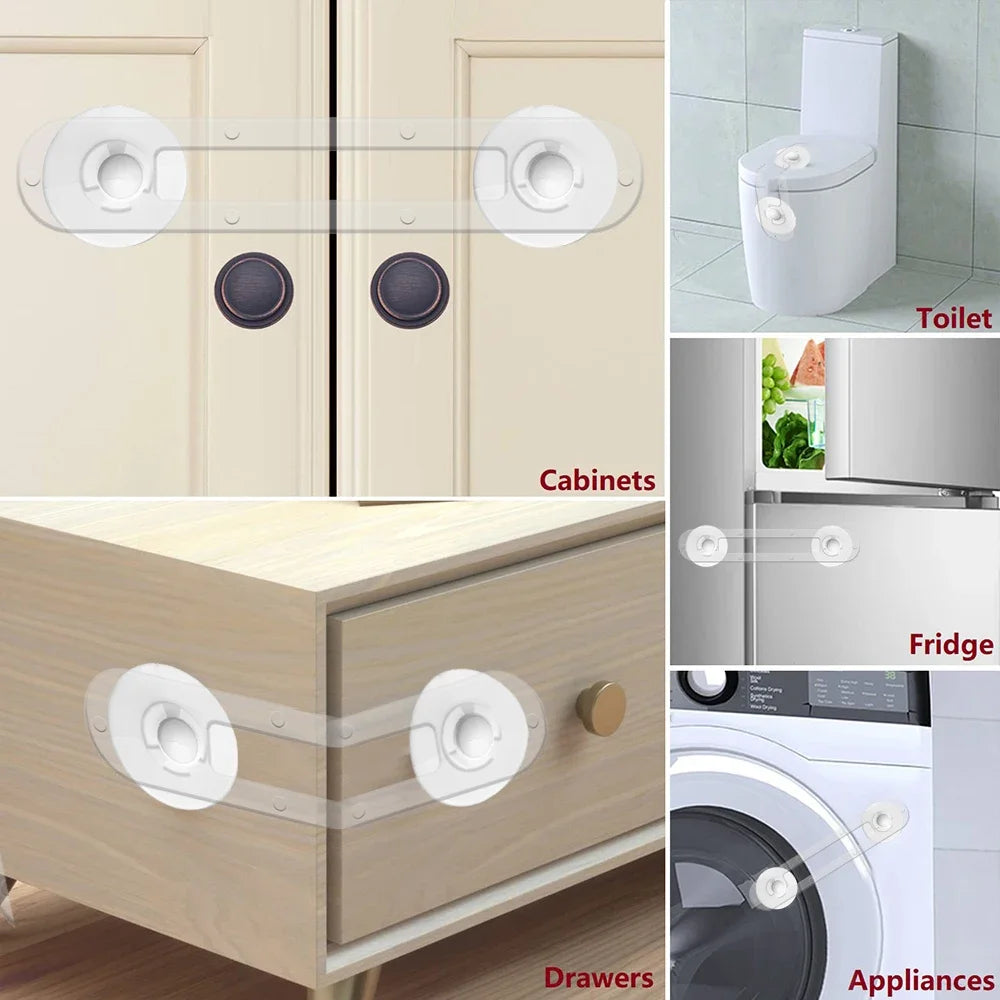 5pcs Baby Transparent Safety Locks Anti-opening Cabinet Open Glass Cabinet Safety Lock Anti-clip Hand Door Lock Fixing Clips
